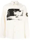 Oamc Graphic-print Long-sleeve Cotton Shirt In White