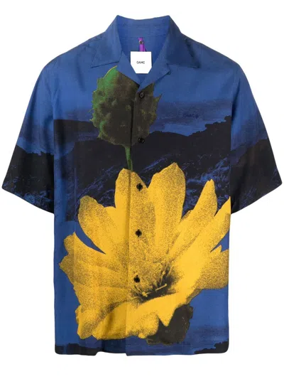 Oamc Graphic-print Short-sleeve Shirt In Blue