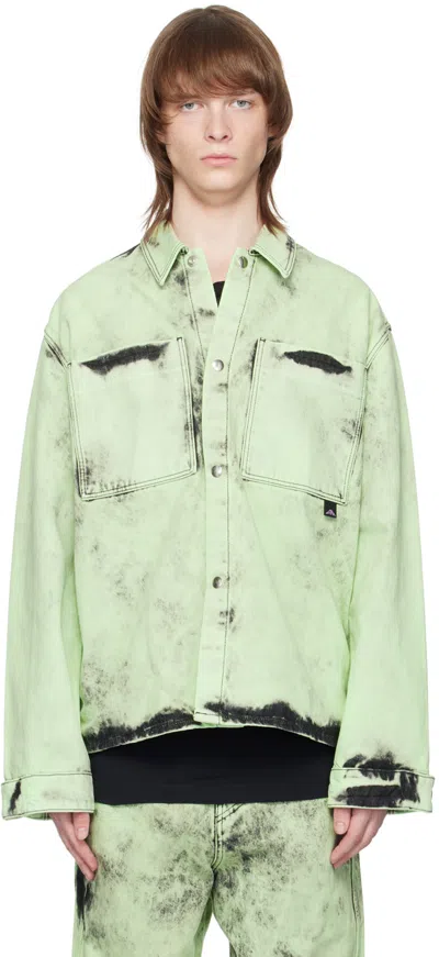 Oamc Green Sentinel Denim Shirt In 323 Celadon