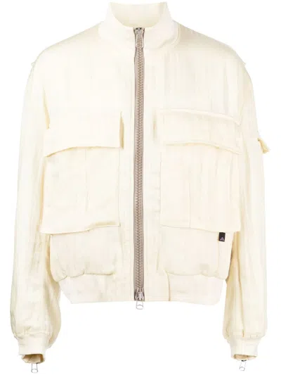 Oamc High-neck Bomber Jacket In White