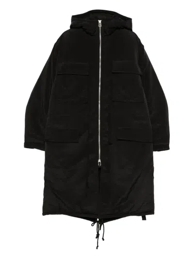 Oamc Hooded Padded Coat In Black