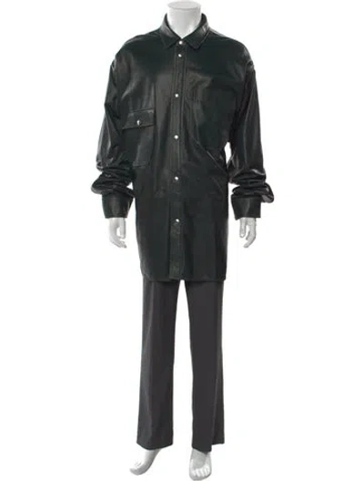 Pre-owned Oamc Lamb Leather Long Sleeve Shirt W/ Tags In Green