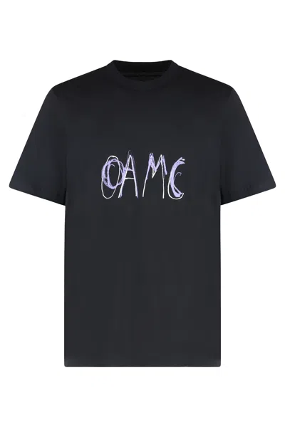 Oamc Logo Cotton T-shirt In Black