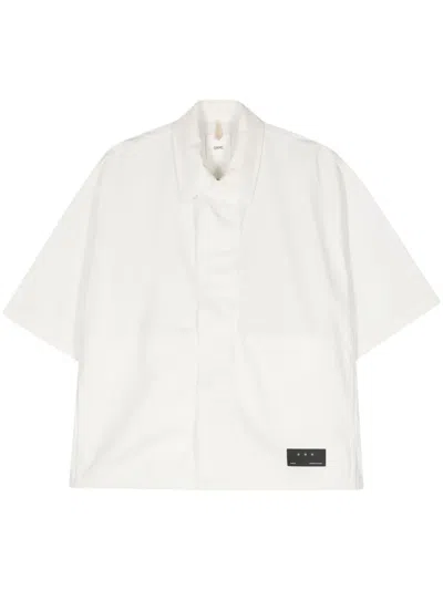 Oamc Logo-patch Cotton Shirt In White