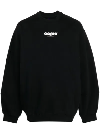 Oamc Logo-patch Cotton Sweatshirt In Black