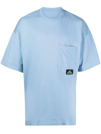 Oamc Logo-patch Organic-cotton T-shirt In Blue