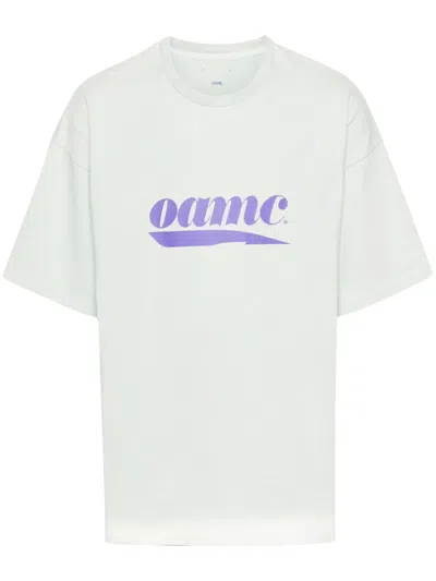 Oamc Logo-print Organic Cotton T-shirt In Green