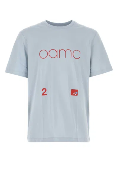 Oamc Logo-printed Cotton T-shirt In Blue