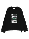 Oamc Loose Fit Crewneck Smile Print Clothing In Black