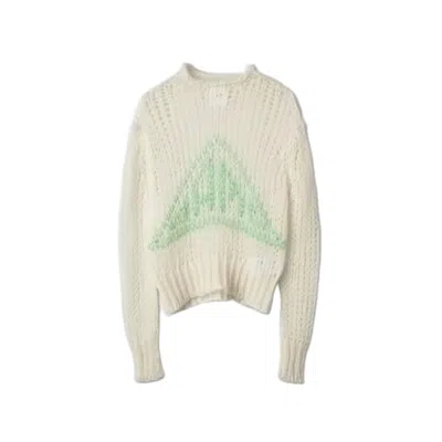 Oamc Loosely Knit Sweater With Triangular Pattern In Neutral