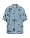 Oamc Man Shirt Light Blue Size L Viscose In Blue