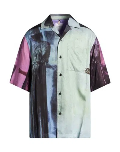 Oamc Man Shirt Light Green Size S Viscose In Multi