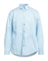 Oamc Man Shirt Sky Blue Size L Polyester, Cotton, Silk