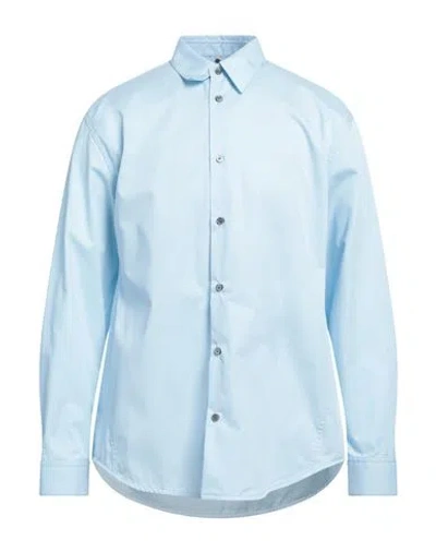 Oamc Man Shirt Sky Blue Size L Polyester, Cotton, Silk