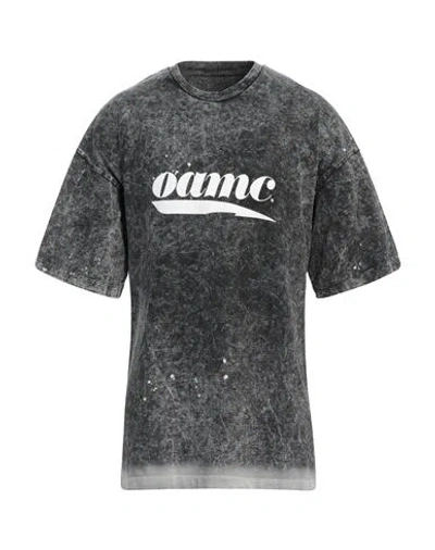 Oamc Man T-shirt Black Size L Organic Cotton In Blue