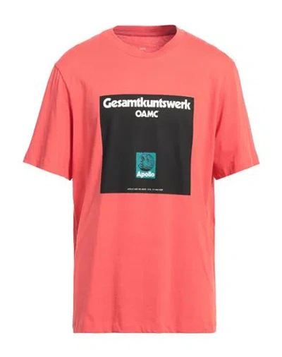 Oamc Man T-shirt Coral Size Xl Organic Cotton In Red