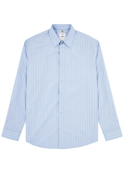 Oamc Mark Striped Cotton Shirt In Blue