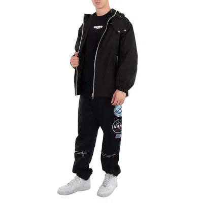 Oamc Men's Black Logo-patch Hooded Jacket, Size Small