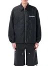 Oamc Padded Black Combat Overshirt With Quilted Design In Black