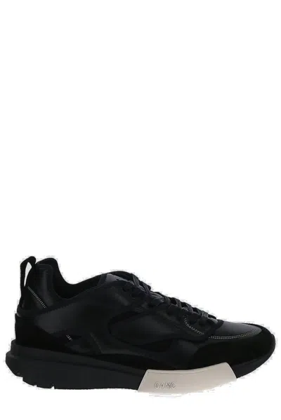Oamc Panelled Almond Toe Sneakers In Black