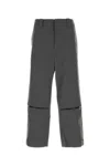Oamc Dark Grey Wool/cotton Trousers With Zip Detail In Gray