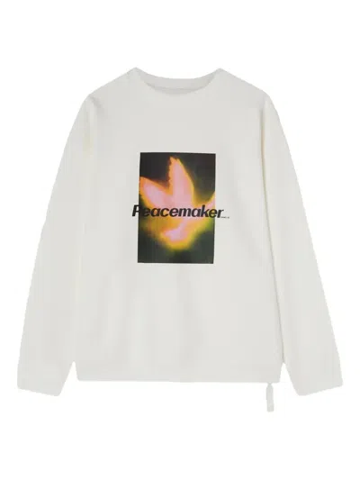 Oamc Peacemaker Bird-print Crew-neck Sweatshirt In White