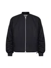 Oamc Peacemaker Black Wool Blend Minimal Bomber Jacket In Black