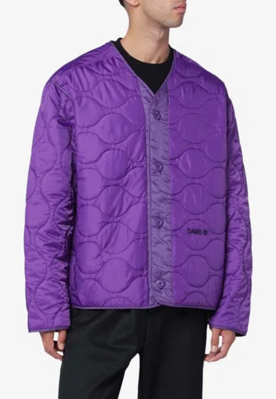 Oamc Peacemaker Combat Liner Quilted Jacket In Purple