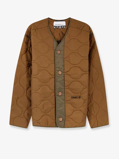 Oamc Peacemaker Combat Liner Quilted Nylon Jacket In Brown