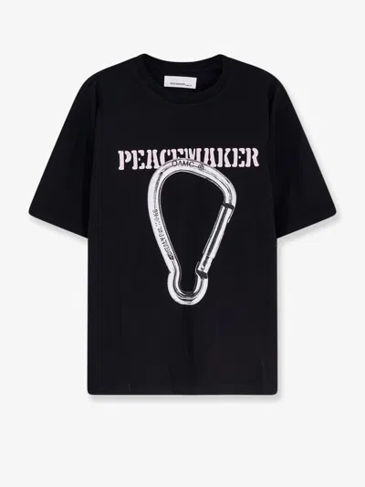Oamc Peacemaker Cotton T-shirt With Carabinier Print In Black
