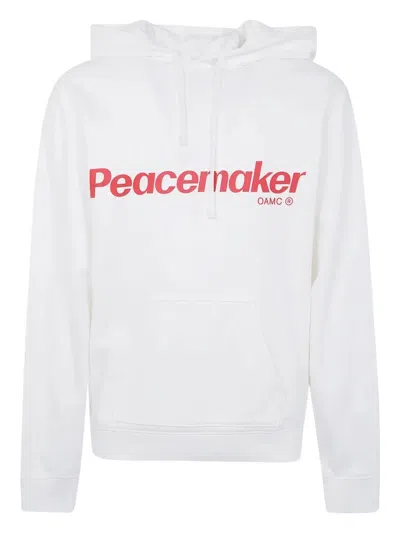 Oamc Peacemaker Flower Loose Fit Hoodie In White