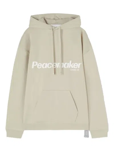 Oamc Peacemaker Flower-print Logo Hoodie In Neutral