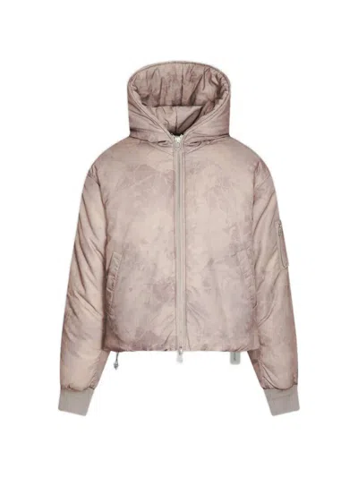 Oamc Peacemaker Foliage-print Hooded Bomber Jacket In Gray