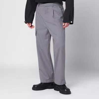 Oamc Peacemaker Grey Wool-blend Trousers In Gray
