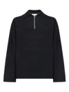 Oamc Peacemaker Black Cotton Knit Half-zip Polo Shirt In Black