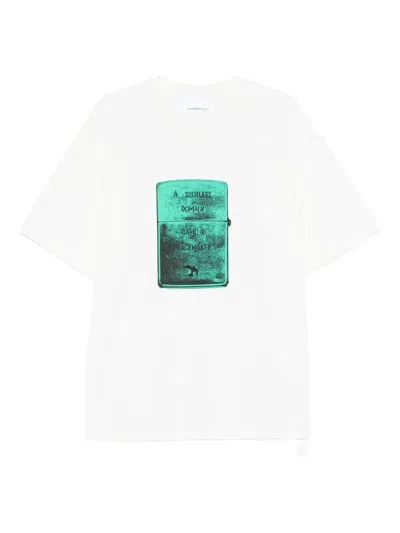 Oamc Peacemaker Lighter-print Cotton T-shirt In White