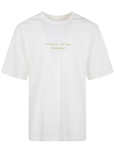 Oamc Peacemaker Loose Fit T-shirt "landart 02 Print" In White