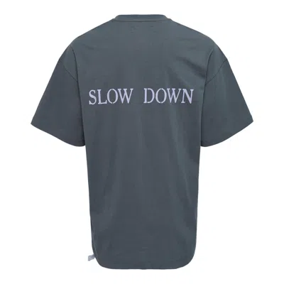 Oamc Peacemaker Loose Fit T-shirt Landart Print In Gray