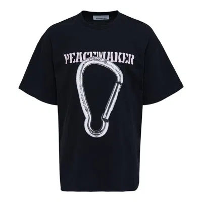 Oamc Peacemaker Loose Fit T-shirt Carabinier Print In Black