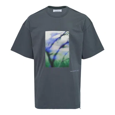 Oamc Peacemaker Loose Fit T-shirt Landart Print In Gray