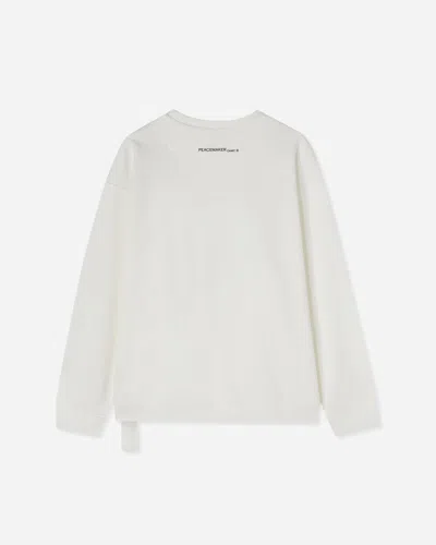 Oamc Peacemaker Men S Bird Loose Fit Crewneck Sweatshirt Snow In White