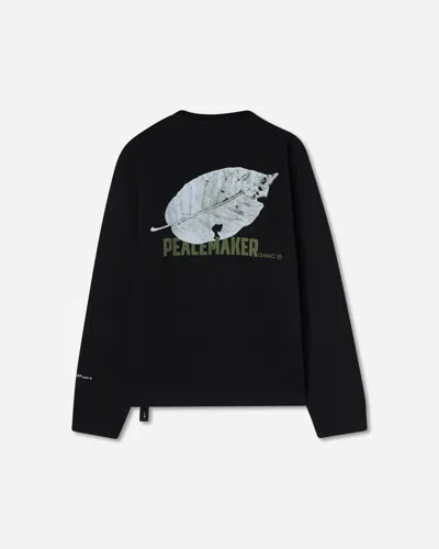 Oamc Peacemaker Men S Leaf Loose Fit Crewneck Sweatshirt In Black