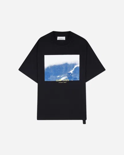 Oamc Peacemaker Men S Slow Down Print Regular Fit T-shirt In Black