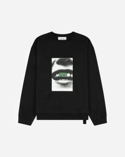 Oamc Peacemaker Men S Smile Print Print Loose Fit Crewneck Sweatshirt In Black
