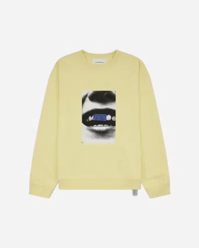 Oamc Peacemaker Men S Smile Print Print Loose Fit Crewneck Sweatshirt Light In Yellow