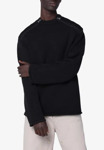 Oamc Peacemaker Mock-neck Ribbed Sweater In Black