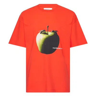 Oamc Peacemaker Oversize Apple Print Tee In Orange