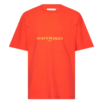 Oamc Peacemaker Oversize Tee Stencil Print In Orange