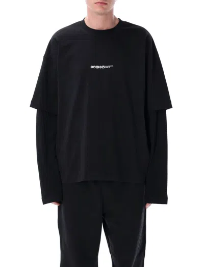 Oamc Peacemaker Painted Double Layer Boxy T-shirt In Black
