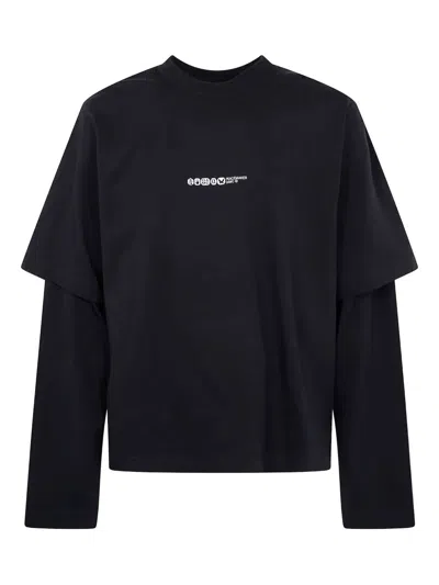 Oamc Peacemaker Painted Double Layer Boxy Tshirt In Black